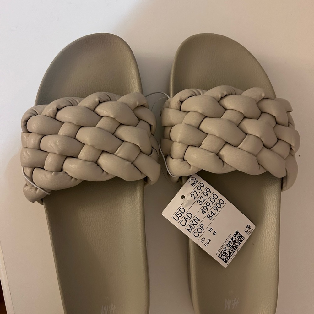 H&M Cream Braided Strap Sandals